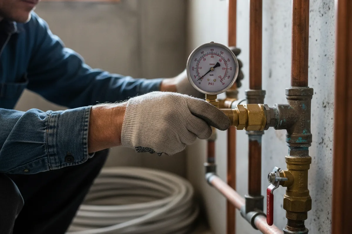 Pressure testing a repaired line during Water Line Repair in Stem
